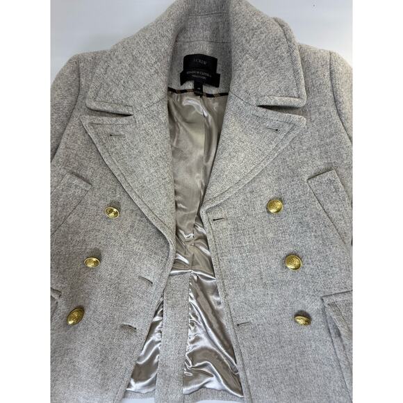 J Crew Sz 4P Majesty Peacoat Wool Blend Stadium Cloth Nello Gori Coat Gray - Picture 11 of 14